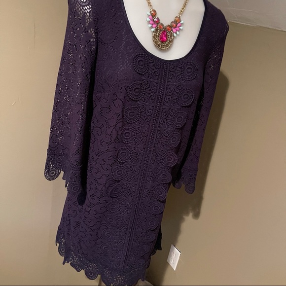 Laundry Women’s Navy Lace Overlay Dress SZ 2 - Picture 3 of 13